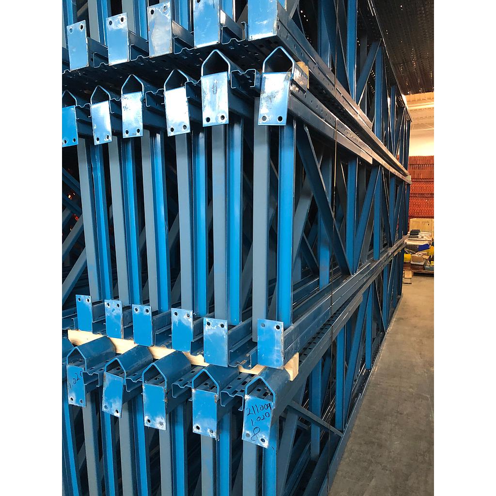 Racking Frame RR Used 36''D x 240''H, 3.25&quot; x 2&quot; Double Posted to 75&quot;Post, GM Blue